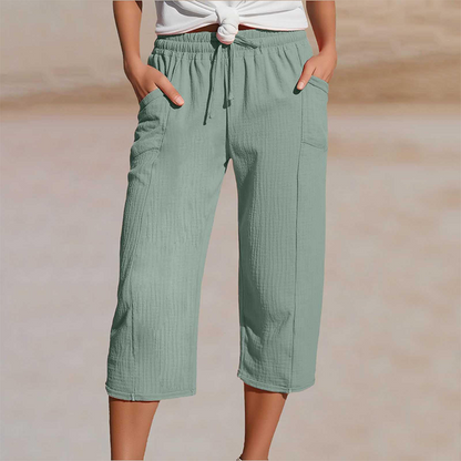 👖 50% OFF NOW!🌿 Women's Pleated Cropped Pants – Linen-Cotton Wide-Leg & Breathable – Summer Casual Essential 🍃