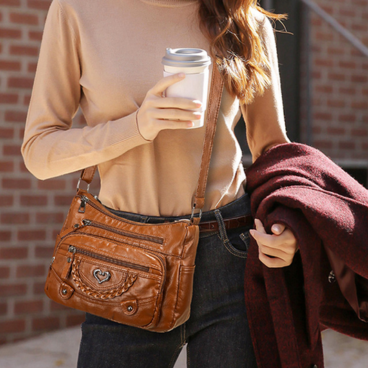 👜 50% OFF NOW!✨ Women's Soft PU Leather Crossbody Bag – Multi-Pocket Organizer – Adjustable Shoulder Strap – Water-Resant Handbag 🧥