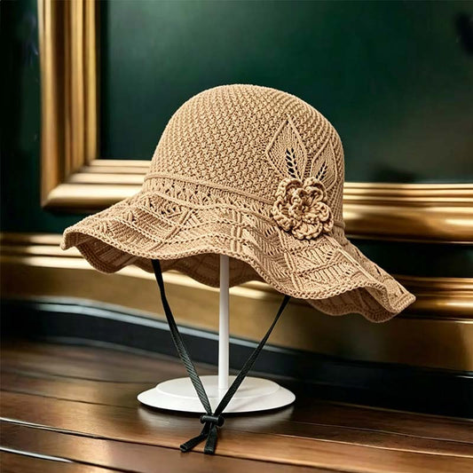 🧶 50% OFF NOW! 👒 Women's Crochet Bucket Hat – Flower Accent, Wide Brim & Cotton – Breathable Summer Style 🌸