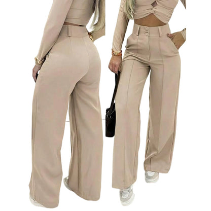 👖 50% OFF NOW! 💼 Women's High-Waist Wide-Leg Trousers – Flowing Silhouette, Side Pockets & Versatile – Office to Evening, Effortlessly Elegant ✨