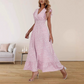 👗 50% OFF NOW!🌿 Women's V-Neck Smocked Maxi Dress – High Waist & Flutter Sleeves – Flowy Long Skirt – Lightweight Summer Party Dress 💃