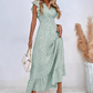 👗 50% OFF NOW!🌿 Women's V-Neck Smocked Maxi Dress – High Waist & Flutter Sleeves – Flowy Long Skirt – Lightweight Summer Party Dress 💃