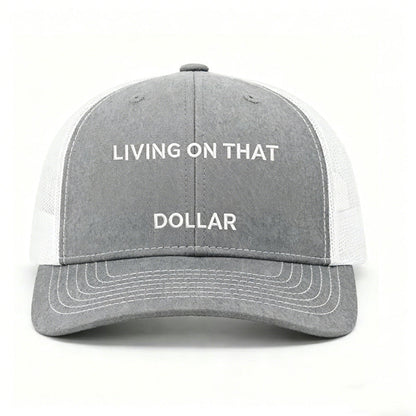 🧢 50% OFF NOW!🔥 Breathable Outdoor Work Cap – Mesh Back & Adjustable Snapback – 'Living on that Dollar' Embroidery – Sun Protection Trucker Hat