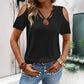 👚 50% OFF NOW!✨ Women's Cold Shoulder V-Neck Top with Ring Detail – Chic Cutout & Strappy Design – Soft Breathable Polyester Blouse in 6 Colors 👗