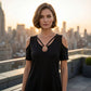 👚 50% OFF NOW!✨ Women's Cold Shoulder V-Neck Top with Ring Detail – Chic Cutout & Strappy Design – Soft Breathable Polyester Blouse in 6 Colors 👗