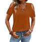 👚 50% OFF NOW!✨ Women's Cold Shoulder V-Neck Top with Ring Detail – Chic Cutout & Strappy Design – Soft Breathable Polyester Blouse in 6 Colors 👗