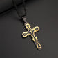 ✨ 50% OFF NOW!🖤 Ornate Vintage-Style Cross Pendant Necklace – Stainless Steel & 60cm Box Chain – Timeless Two-Tone Jewelry 🎁