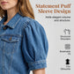 🧥 50% OFF NOW!🎀 Women's Puff Short Sleeve Cropped Denim Jacket – Vintage Hardware & Soft Blend – Flattering Waistline Cut 🌟