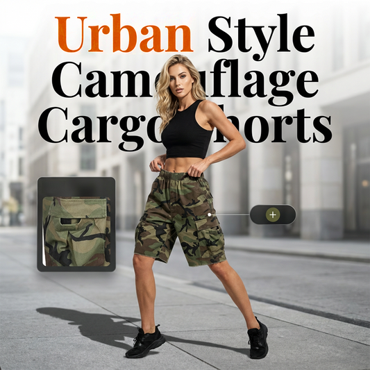🩳 50% OFF NOW!🔥 Women's Camouflage Cargo Shorts with Pockets – Elastic Waistband & Utility Pockets – Breathable Streetwear Urban Style 🌿