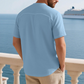 👕 50% OFF NOW!✨ Men's Casual Solid Color Short Sleeve T-Shirt – Unique Stand Collar & Raglan Sleeve – Textured Cotton Blend 🌿