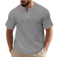 👕 50% OFF NOW!✨ Men's Casual Solid Color Short Sleeve T-Shirt – Unique Stand Collar & Raglan Sleeve – Textured Cotton Blend 🌿