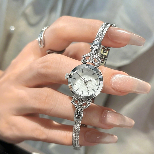 ⌚ 50% OFF NOW!✨ Women's Elegant Mother-of-Pearl Dial Watch – Rhinestone Accents & Jewelry Bracelet – Slim Quartz Timepiece 💎