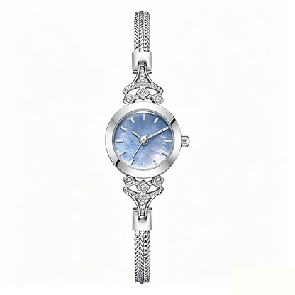 ⌚ 50% OFF NOW!✨ Women's Elegant Mother-of-Pearl Dial Watch – Rhinestone Accents & Jewelry Bracelet – Slim Quartz Timepiece 💎