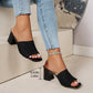 👡 50% OFF NOW!✨ Women's Knit Square Toe Chunky Heel Sandals – Breathable & Stable – Chic Slip-On Summer Shoes 🌿