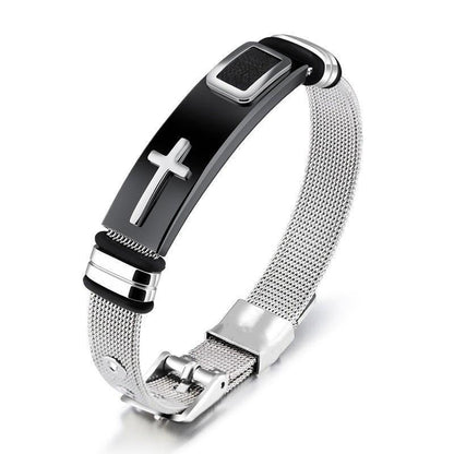 ⛓️ 50% OFF NOW!✨ Men's Stainless Steel Cross Bracelet – Durable & Adjustable – Meaningful Faith Jewelry 🙏