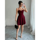 👗 50% OFF NOW!🥂 Women's Ruched A-Line Mini Dress – Cowl Neck & Adjustable Straps – Flattering Summer Party Dress ✨
