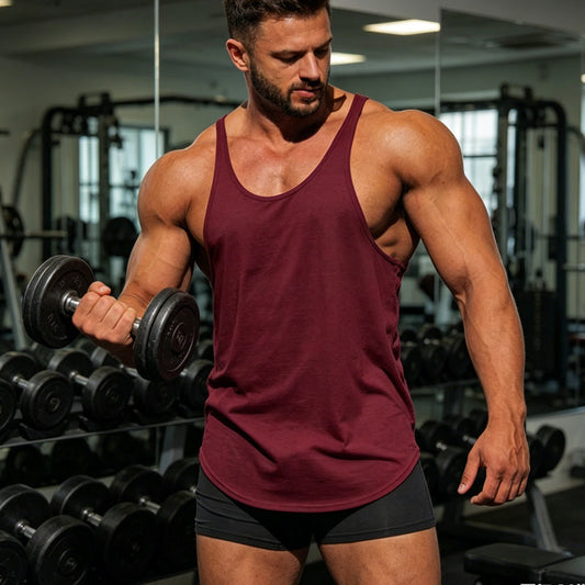 💪 50% OFF NOW! 🏋️ Men's Stringer Tank Top – Racerback, Breathable Cotton Blend & Curved Hem – Show Off Your Gains 🔥
