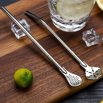 ⏰LIMITED-TIME 50% OFF! 🥄🧋 One tool, two jobs — sip, stir, and strain. 304 stainless steel, detachable for easy cleaning, and built to last. Ditch the plastic straws for good. 🌱