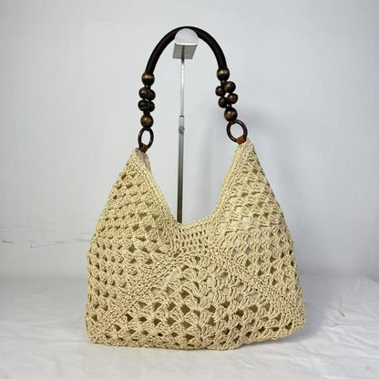 👜 50% OFF NOW!🌿 Artisanal Woven Tote with Inner Lining – Bohemian Beaded Handle Bag – Summer Essential ✨
