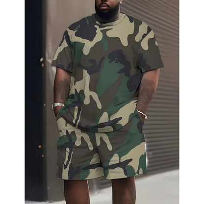 👕 50% OFF NOW!🔥 Men's Camo Print Set – T-Shirt & Shorts – Breathable & Relaxed Casual Outfit 🌿