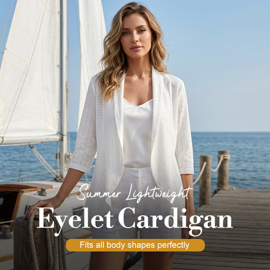 🧶 50% OFF NOW!☀️ Women's Summer Eyelet Cardigan – Lightweight & Breathable – Stylish Open Cover-Up 👗