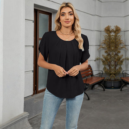👚 50% OFF NOW!🌸 Women's Petal Sleeve Pleated Blouse – Flowy & Elegant – Versatile Casual Top ✨
