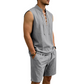🌴 50% OFF NOW!👕 Men's Linen Sleeveless Set – Top & Shorts with Lace-Up Design – Summer Essential 🌊