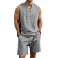 🌴 50% OFF NOW!👕 Men's Linen Sleeveless Set – Top & Shorts with Lace-Up Design – Summer Essential 🌊