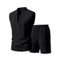 🌴 50% OFF NOW!👕 Men's Linen Sleeveless Set – Top & Shorts with Lace-Up Design – Summer Essential 🌊