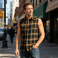 👔 50% OFF NOW!🔥 Men's Plaid Sleeveless Shirt – Raw Edges & Button-Down – 7 Colors Available 🕶️