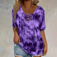 👚 50% OFF NOW! 🎨 Women's Tie-Dye T-Shirt – Lace-Up V-Neck, Soft Breathable Blend & Relaxed Fit – Summer Essential ✨
