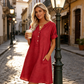 🏖️ Summer Hot Sale — 50% OFF! 👗 V-Neck Tunic Dress – Breezy Pocketed Ease + Free Boho Gift 🏝️