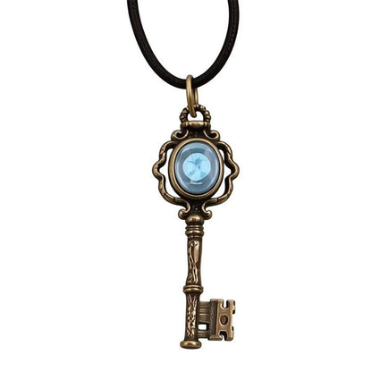 🗝️ 50% OFF NOW!✨ Antique Style Secret Key Necklace – Vintage Blue Gem & Retro Charm – Gothic Steampunk Jewelry 🌙