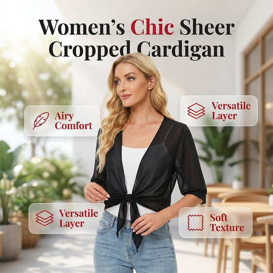 🦋 50% OFF NOW!🌿 Women's Chiffon Tie-Front Top – Sheer, Cropped & Elegant – Summer Layering Essential 🍃