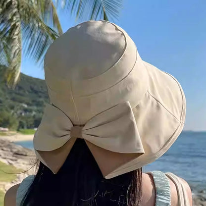 👒 50% OFF NOW! 🎀 Women's Bowknot Wide Brim Sun Hat – Foldable, Breathable & 360° Protection – Compact Travel Companion ☀️