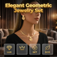 ✨ 50% OFF NOW! 💎 Modern Geometric Jewelry Set – Gold-Plated, Lightweight Flat Snake Chain & Matching Earrings – Chic & Elegant for Evening Events 🎁