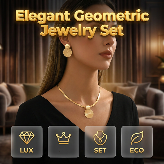 ✨ 50% OFF NOW! 💎 Modern Geometric Jewelry Set – Gold-Plated, Lightweight Flat Snake Chain & Matching Earrings – Chic & Elegant for Evening Events 🎁