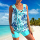 🩱 50% OFF NOW! 🏊‍♀️ Athletic Two-Piece Swimsuit – Criss-Cross Neckline, Quick-Dry & Inclusive Sizing – Modest Tank Top + Sporty Boy Shorts 🌊