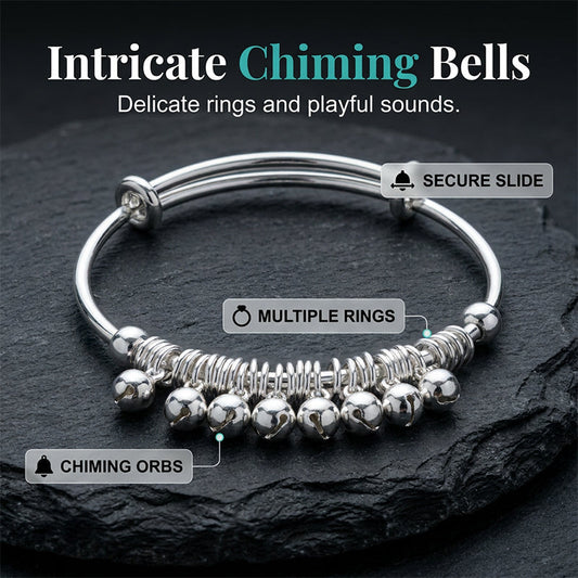 🔔 50% OFF NOW! ✨ Bell Charm Bangle Bracelet – Adjustable, Silver Finish & Lightweight – Gentle Sound, Elegant Look 💍