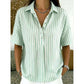 👚 50% OFF NOW!🌿 Women's Casual Striped Short-Sleeve Shirt – Relaxed Fit & V-Neck – Summer Essential 🛍️