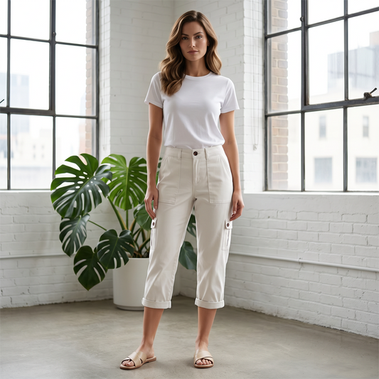 👖 50% OFF NOW! 🛍️ Women's Casual Cargo Capri Pants – Utility Pockets, Comfort Fit, Versatile Style 🌟