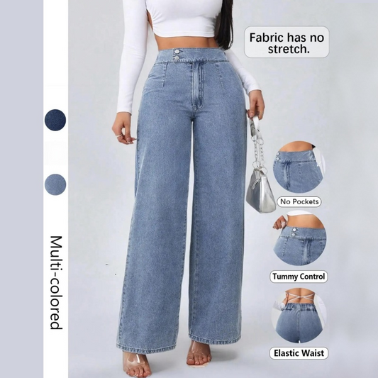 👖 50% OFF NOW! ✨ High-Waist Wide-Leg Jeans – Asymmetric Detail, Stretch Waist & Vintage Wash – Flattering & Effortlessly Chic 🧵