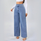 👖 50% OFF NOW! ✨ High-Waist Wide-Leg Jeans – Asymmetric Detail, Stretch Waist & Vintage Wash – Flattering & Effortlessly Chic 🧵