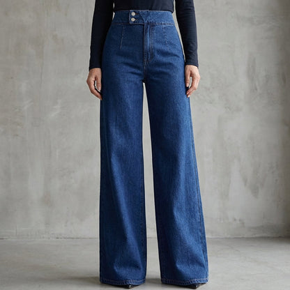 👖 50% OFF NOW! ✨ High-Waist Wide-Leg Jeans – Asymmetric Detail, Stretch Waist & Vintage Wash – Flattering & Effortlessly Chic 🧵