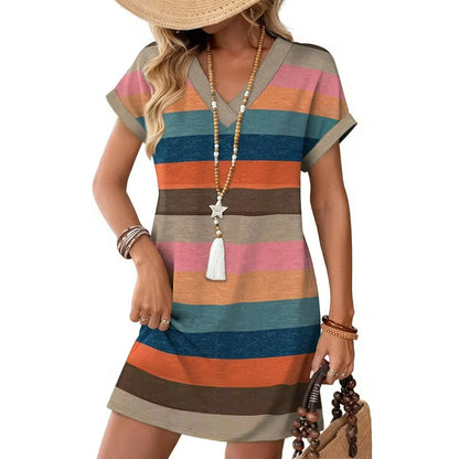 👗 50% OFF NOW!🌬️ V-Neck T-Shirt Dress – Casual & Breezy – Summer Staple ☀️