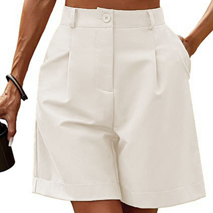 👖 50% OFF NOW! ✨ Women's High-Waist Pleated Shorts – Breathable Wide-Leg & Deep Pockets – Summer Elegance 🌸