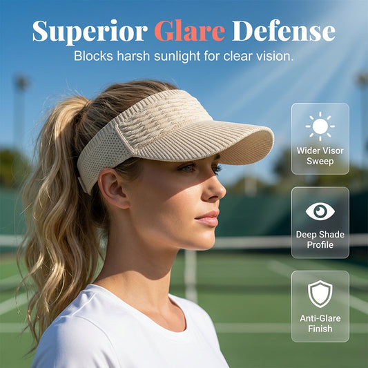 🧢 BUY 1 GET 1 FREE! ☀️ Women's Breathable Knit Sun Visor Hat – UV Protection, Wide Brim & Moisture-Wicking – Perfect for Tennis, Beach or Jogging 🎾