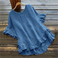 👚 50% OFF NOW! 🍃 Women's Ruffle Blouse – Cotton Linen Blend, Round Neck & Loose Fit – Flirty Ruffles, Breezy & Elegant ☁️