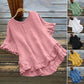 👚 50% OFF NOW! 🍃 Women's Ruffle Blouse – Cotton Linen Blend, Round Neck & Loose Fit – Flirty Ruffles, Breezy & Elegant ☁️