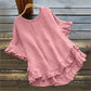 👚 50% OFF NOW! 🍃 Women's Ruffle Blouse – Cotton Linen Blend, Round Neck & Loose Fit – Flirty Ruffles, Breezy & Elegant ☁️